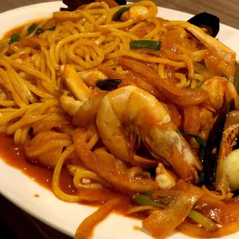 Korean Noodle House - Seafood noodles (without the soup) - Korean Near Me - Flushing, New York Korean Noodle House - Seafood noodles (without the soup) - Korean Near Me - Flushing, New York