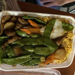 Beef and snow pea combo