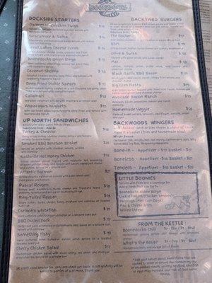 Menu photo 1 Boonedocks Glen Arbor, MI