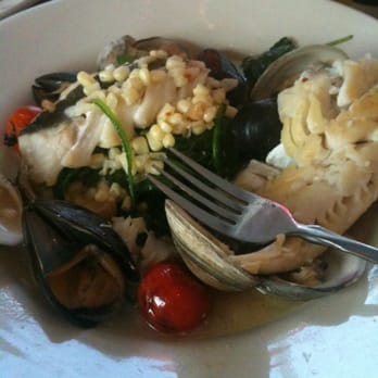 Northeast Seafood Kitchen - Haddock & shellfish with roasted tomatoes, corn & broth. - Seafood Near Me - Ocean View, Delaware