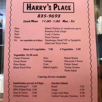 Harry's Place - Lunch Menu. - Steakhouses Near Me - Elkin, North Carolina Harry's Place - Lunch Menu. - Steakhouses Near Me - Elkin, North Carolina