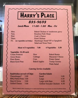 Menu photo 2 Harry's Place Elkin, NC