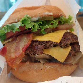 TrueBurger - Double Double Burger (2x cheese + 2x patties) with grilled onion and bacon add - Burgers Near Me - Oakland, California