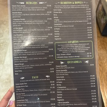 Dos Pecados - Front of menu - Tacos Near Me - Hollywood, Florida