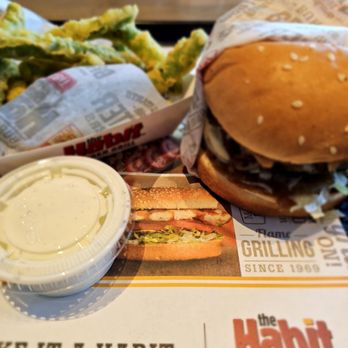 Habit Burger & Grill - French onion hamburger with tempura green beans - Burgers Near Me - Redding, California Habit Burger & Grill - French onion hamburger with tempura green beans - Burgers Near Me - Redding, California