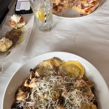 MA'S Italian Kitchen - Mushroom Ravioli topped with creamy mushrooms and I added chicken. Topped with cheese!! Yummy! - Italian Near Me - Burbank, California MA'S Italian Kitchen - Mushroom Ravioli topped with creamy mushrooms and I added chicken. Topped with cheese!! Yummy! - Italian Near Me - Burbank, California