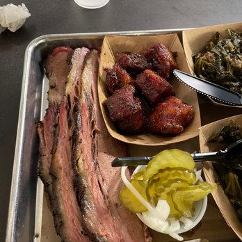 Heim Barbecue - Sliced brisket and pork burnt ends - Barbeque Near Me - Dallas, Texas Heim Barbecue - Sliced brisket and pork burnt ends - Barbeque Near Me - Dallas, Texas