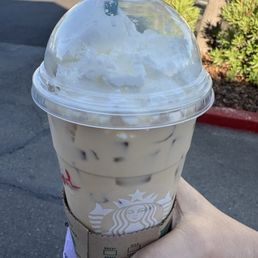 Venti iced white mocha with one roast and whip