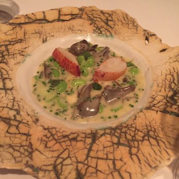 Aubergine - Crab with edamame and mushrooms in butter - New American Near Me - Carmel, California