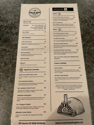 Menu photo 5 The Boiler Room Sault Sainte Marie, ON Menu photo 5 The Boiler Room Sault Sainte Marie, ON