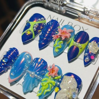 Opal Glow Nails & Spa - Who wants this stunning 3D ocean nail design? Come visit us at OPAL Glow Nails & Spa, and we'll create it for you! - Nail Salons Near Me - Chino, California Opal Glow Nails & Spa - Who wants this stunning 3D ocean nail design? Come visit us at OPAL Glow Nails & Spa, and we'll create it for you! - Nail Salons Near Me - Chino, California