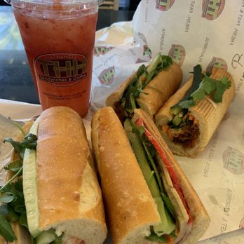 THH Sandwiches - 1 House Special Sandwich 2 Grilled Pork Sandwich Both $ 6 75 Large Strawberry Lemonade $ 5.30 01.02.24 - Vietnamese Near Me - Tustin, California THH Sandwiches - 1 House Special Sandwich 2 Grilled Pork Sandwich Both $ 6 75 Large Strawberry Lemonade $ 5.30 01.02.24 - Vietnamese Near Me - Tustin, California