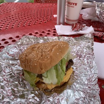 Five Guys - Bacon Cheeseburger with the works. - Burgers Near Me - Shelton, Connecticut