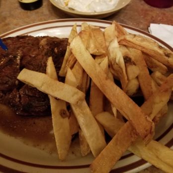 Conestoga Steak House - 12 oz Ribeye with fries - Steakhouses Near Me - Dothan, Alabama