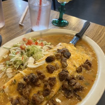 Chakas Mexican Restaurant - Burrito de Chicharrones with hot green chili! - Mexican Near Me - Denver, Colorado
