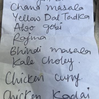 Curry Lounge - Edited to include the handwritten note listing all of the foods that are dairy free and vegan, except the chicken entrées - Indian Near Me - Artesia, California