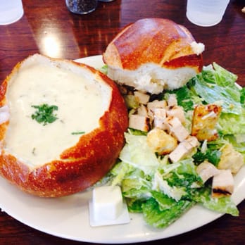 Boudin SF - Clam chowder and chicken Caesar salad - Bakeries Near Me - Irvine, California