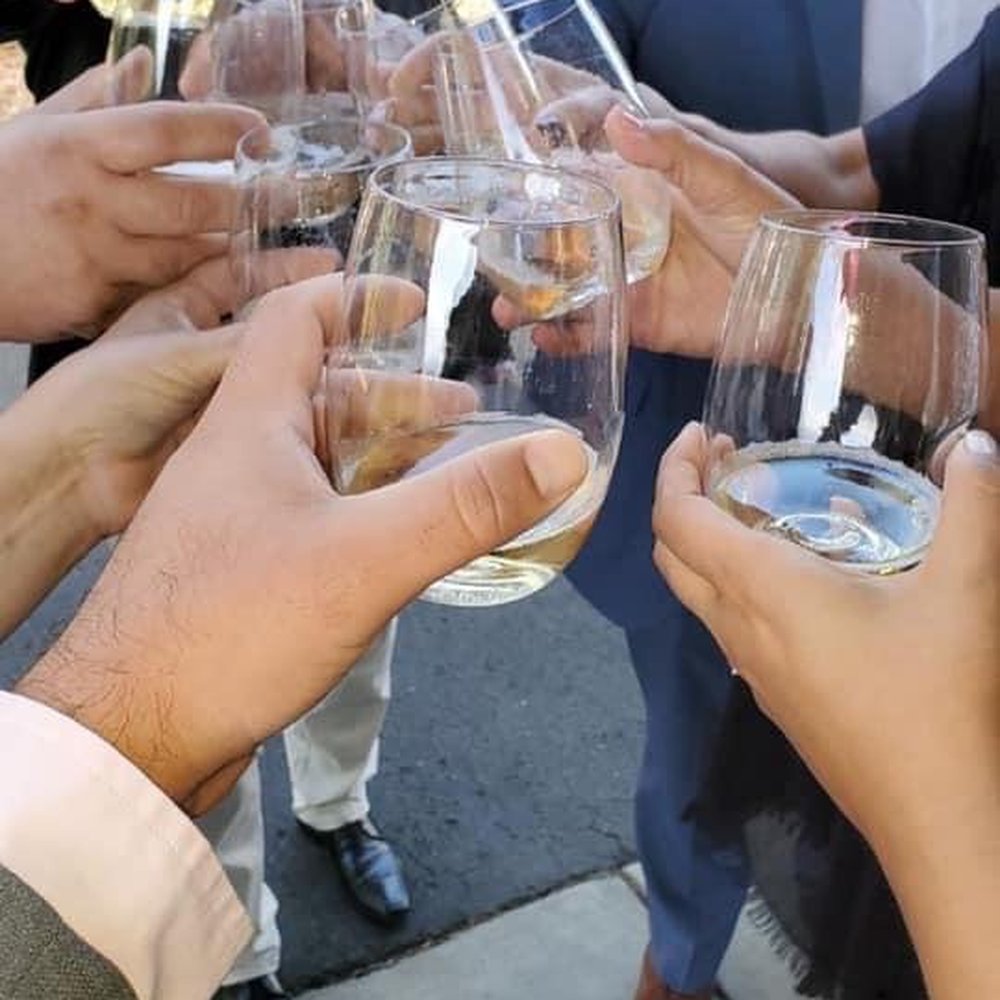 Destination Napa Valley - Tom's Sprinter is equipped with champagne!! Toasting before getting in the car to head to the big birthday dinner! - Wine Tours Near Me - Napa, California Destination Napa Valley - Tom's Sprinter is equipped with champagne!! Toasting before getting in the car to head to the big birthday dinner! - Wine Tours Near Me - Napa, California