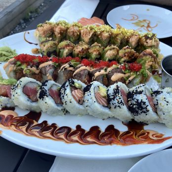 Lucky AF - All the rolls! Wonder Woman, Haley Quinn, Krish and Naked Rolls. We loved them all. - Asian Fusion Near Me - Richmond, Virginia