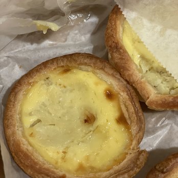 CA Bakehouse - Durian Egg Tart: you can see the chunks of durian (the darker spots) - Bakeries Near Me - San Jose, California CA Bakehouse - Durian Egg Tart: you can see the chunks of durian (the darker spots) - Bakeries Near Me - San Jose, California