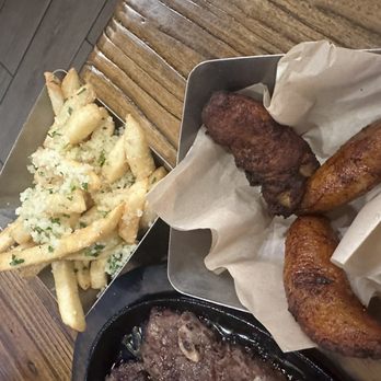 KOW Restaurant - Truffle fries and fried plantains - Comfort Food Near Me - Miami, Florida