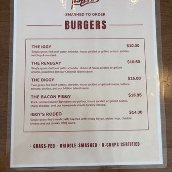 Iggys Burger - main menu - Burgers Near Me - San Francisco, California