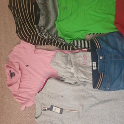 Plato's Closet - Ralph Lauren, Tommy Hilfiger, Aero, & Jordache with the tags. Items purchased from Aero, Ralph Lauren & Macy's within the last 90 days.
