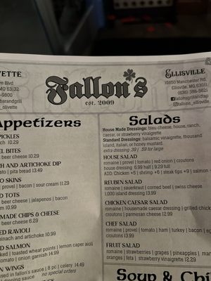 Menu photo 1 Fallon's Bar & Grill Olivette, MO Menu photo 1 Fallon's Bar & Grill Olivette, MO