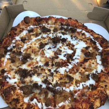 Pizza Shark - Deep blue pizza $16 (hamburger meat, blue cheese, caramelized onions) - Pizza Near Me - Harwich, Massachusetts