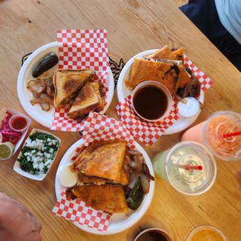 La Bomba - Birria Grilled Cheese, Birria Quesadilla, and Consome. Agua de Melon and Agua de Pepino con Limon - Food Trucks Near Me - El Paso, Texas