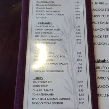 Maki - Weekly lunch specials - sorry for the glare! - Sushi Bars Near Me - Rockville, Maryland