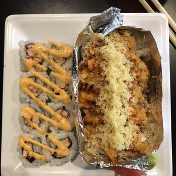Rock N Roll Sushi - Spicy crawfish roll on left, baked Heart roll on the right. - Sushi Bars Near Me - Saraland, Alabama