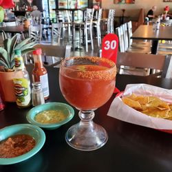 Taqueria El Compadre - Michelada, chips and salsa