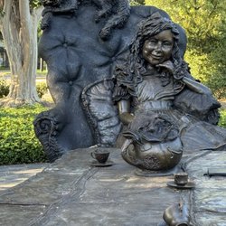Mad Hatter Tea Party Sculpture-Evelyn's Park - A walk before work