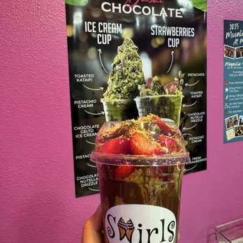 Swirls Soft Serve - Dubai Chocolate Strawberries Cup - Ice Cream & Frozen Yogurt Near Me - Upland, California Swirls Soft Serve - Dubai Chocolate Strawberries Cup - Ice Cream & Frozen Yogurt Near Me - Upland, California