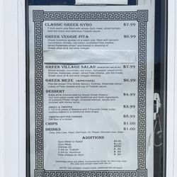 Zorbas Greek Gyro - Menu April 2024