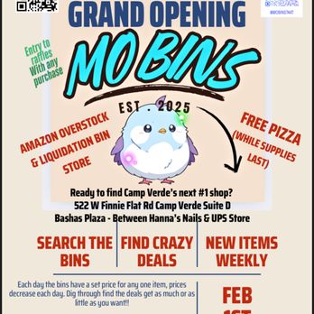 Mo Bins - Grand Opening Flyer - Discount Store Near Me - Camp Verde, Arizona