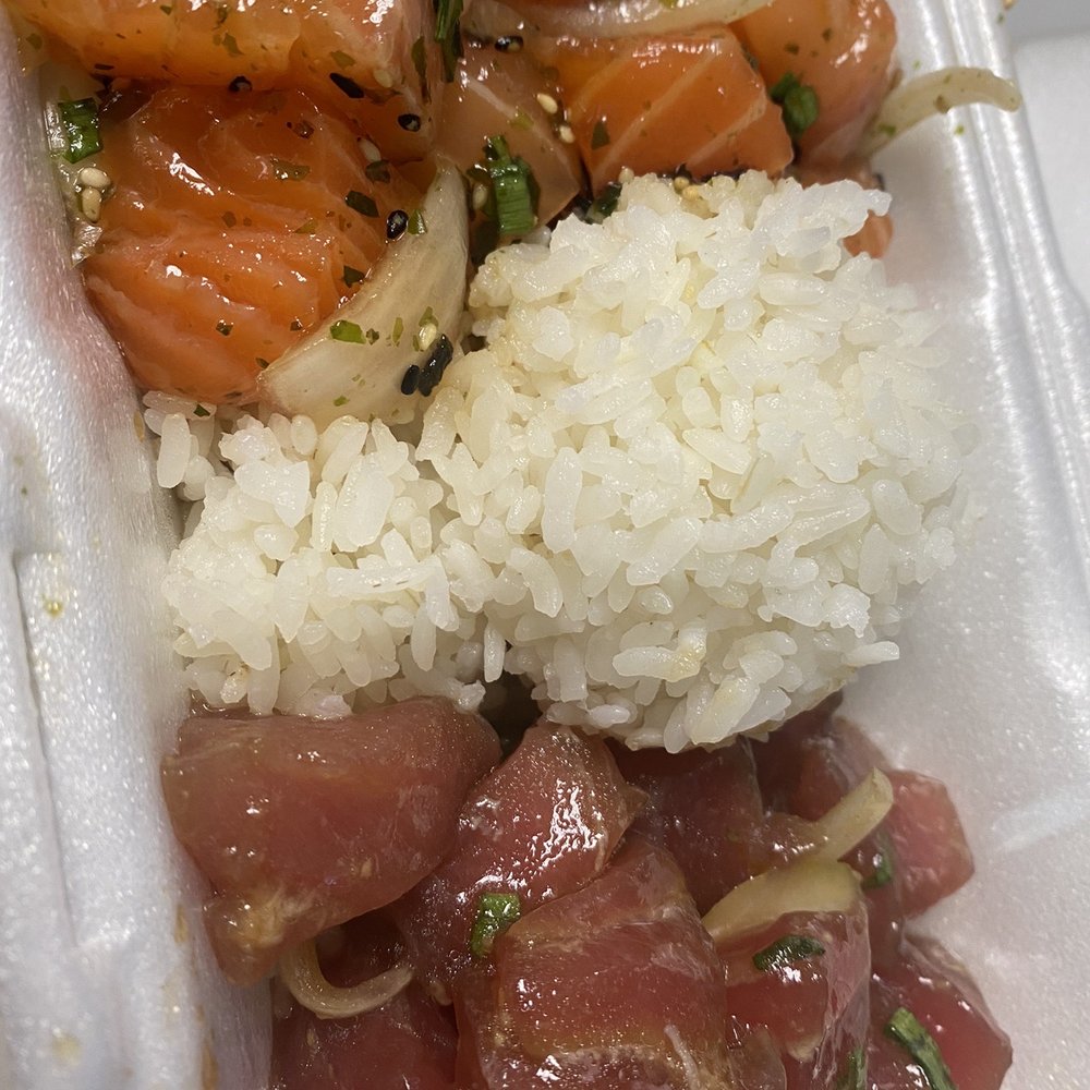 Fresh Catch - Salmon Poke & Garlic Ahi with one scoop rice - Hawaiian Near Me - Honolulu, Hawaii Fresh Catch - Salmon Poke & Garlic Ahi with one scoop rice - Hawaiian Near Me - Honolulu, Hawaii