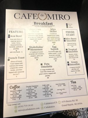 Menu photo 4 Cafe de Miro Grand Rapids, MI Menu photo 4 Cafe de Miro Grand Rapids, MI