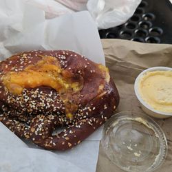 Knot Spot Pretzel - Breakfast pretzel with beer cheese