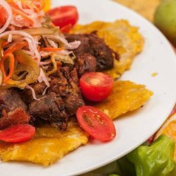 426 Caribbean Cuisine - Fried pork and plantain platter