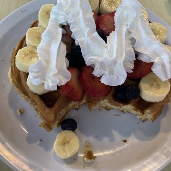 Lighthouse Cafe - Belgian Waffle with strawberries, blueberries and bananas! Their Belgian waffles are the best!! - Cafes Near Me - Pittsburg, California Lighthouse Cafe - Belgian Waffle with strawberries, blueberries and bananas! Their Belgian waffles are the best!! - Cafes Near Me - Pittsburg, California