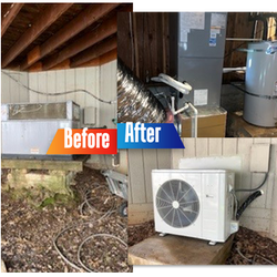 Danny Oliver's Heating and Air - Gas Packaged unit converted to a high efficiency split system heat pump.