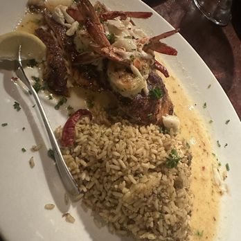 Pappadeaux Seafood Kitchen - Spicy Grouper with shrimp crab and dirty rice - Cajun/Creole Near Me - Marietta, Georgia