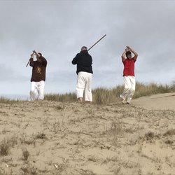 Kiryu Aikido Sunahama - Weapons work is an integral part of practice. Here, doing Jo suburi.