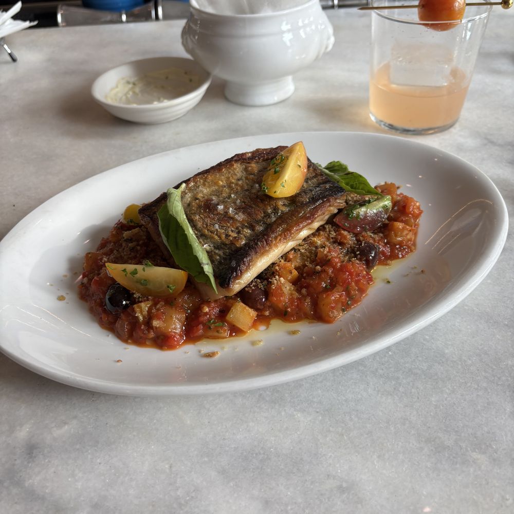 Jolie Restaurant - Sea Bass with Ratatouille - French Near Me - Raleigh, North Carolina