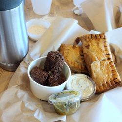 Patisserie Cafe - Spinach and feta empanada plus falafels!