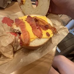 Tim Hortons - Bagel with 3 pieces of bacon...