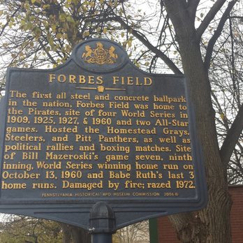 Forbes Field Historical Marker - Forbes Field Historical Marker in Pittsburgh - Landmarks & Historical Buildings Near Me - Pittsburgh, Pennsylvania Forbes Field Historical Marker - Forbes Field Historical Marker in Pittsburgh - Landmarks & Historical Buildings Near Me - Pittsburgh, Pennsylvania