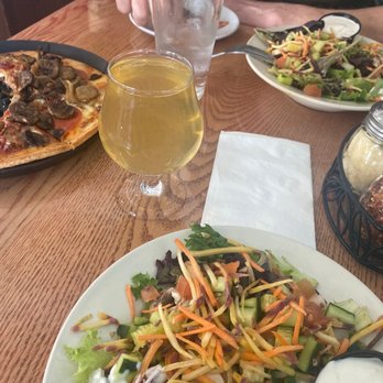 St Elias Brewing - Brew house gluten-free pizza and side salad with cider--- Delicious - Breweries Near Me - Soldotna, Alaska